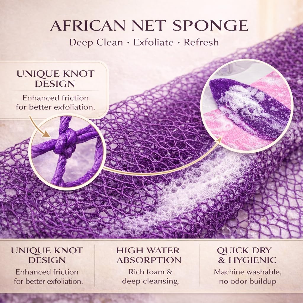 HAITOO close-up of double-knotted mesh highlighting effective exfoliation