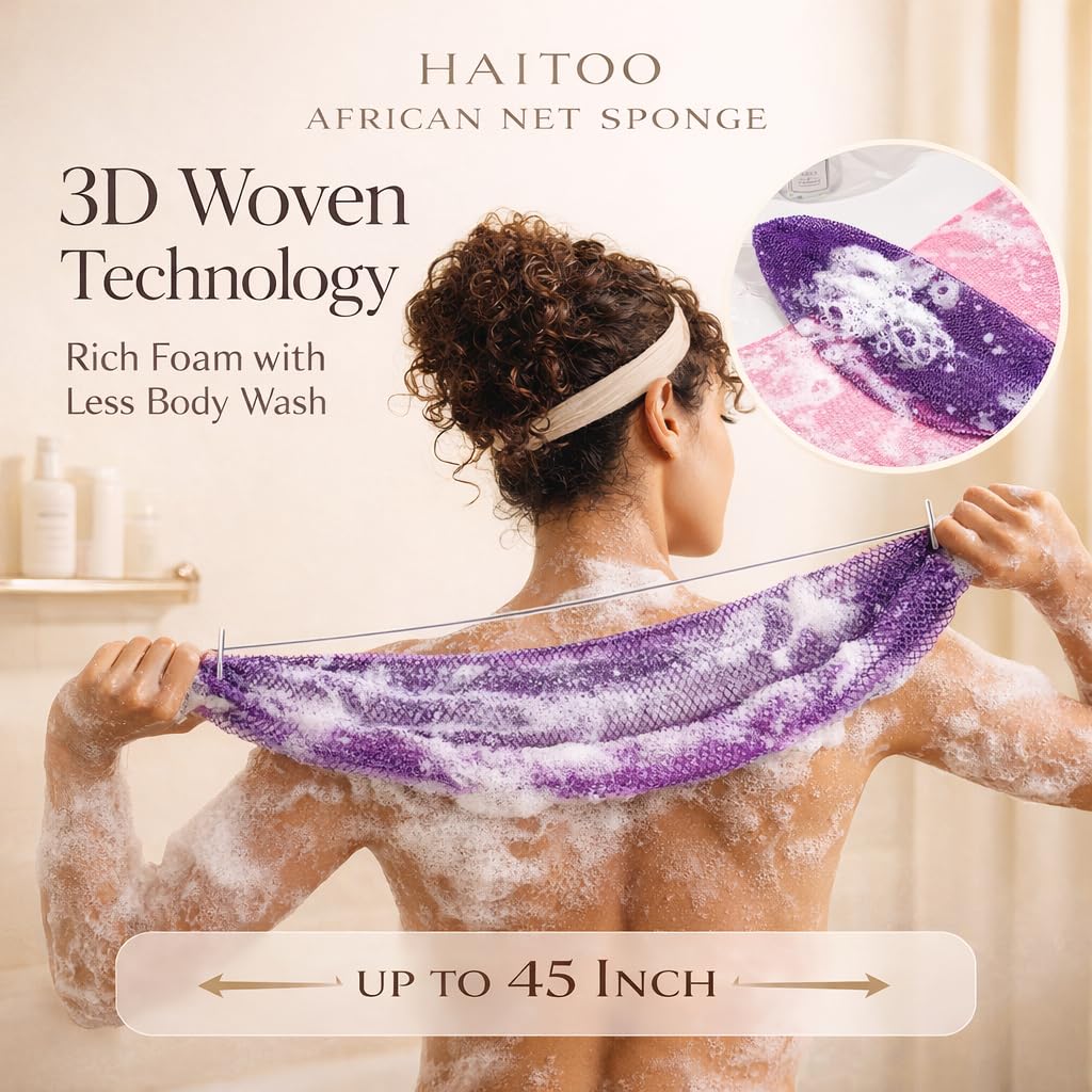 HAITOO in-shower use demonstrating rich lather and easy back reach