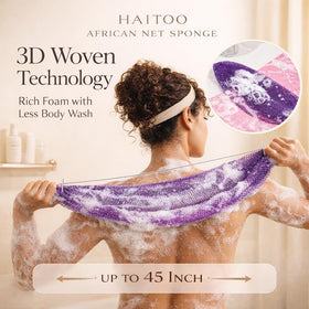 HAITOO in-shower use demonstrating rich lather and easy back reach