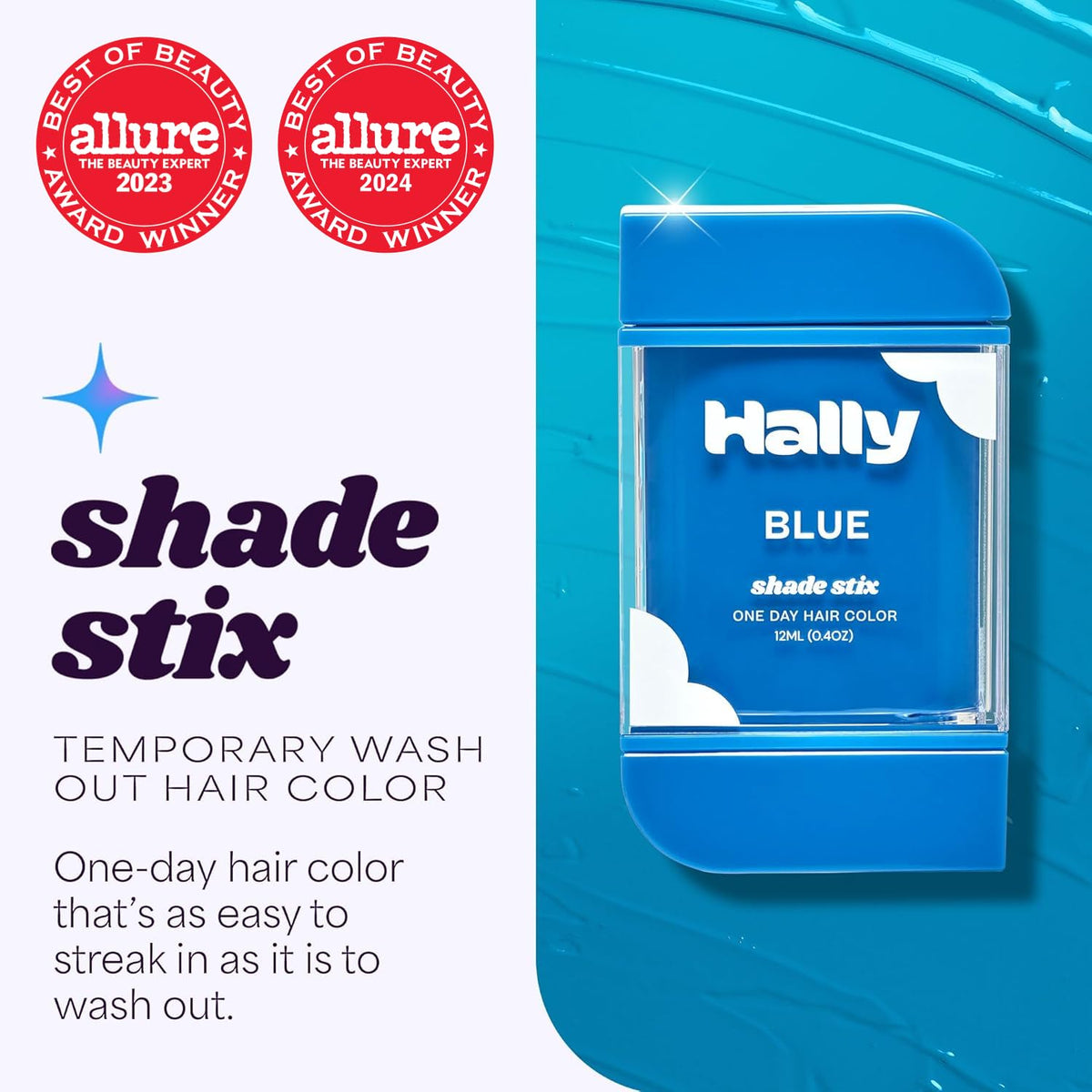 Hally Hair blue stick open wand highlighting twist-to-advance benefit