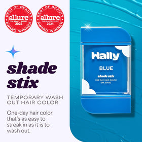 Hally Hair blue stick open wand highlighting twist-to-advance benefit
