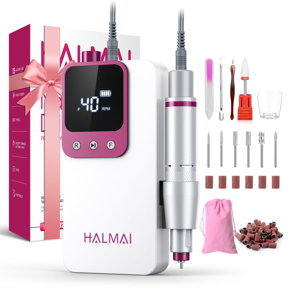 Halmai HMC320 front view showing compact cordless design and white finish for portability