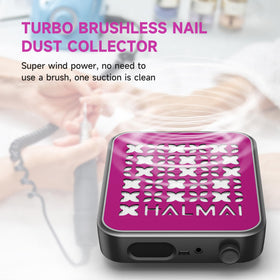 HALMAI in use on salon desk capturing dust during nail filing