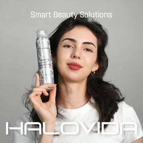 HALOVIDA nozzle mist close-up demonstrating fine spray for even application