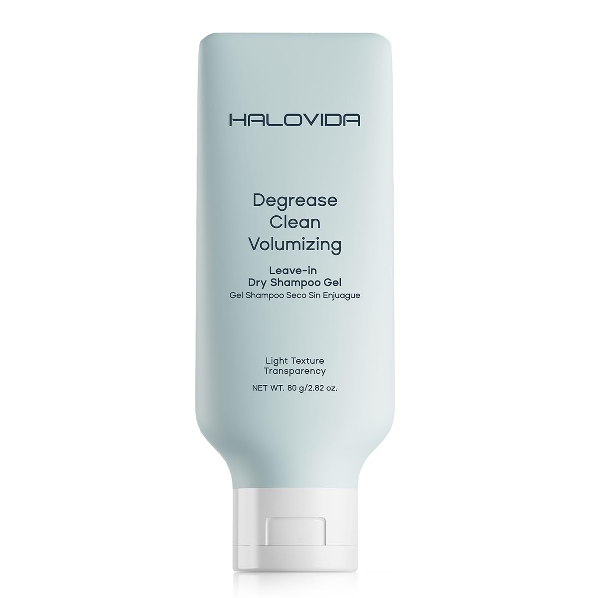 HALOVIDA front packaging showing leave-in dry shampoo gel for instant oil control