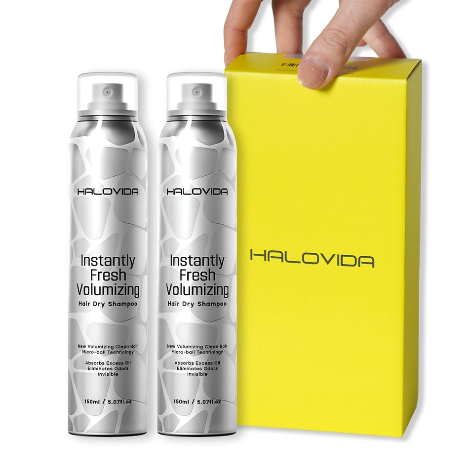 HALOVIDA front packaging shows two 5.07 fl oz cans, easy travel-ready refresh