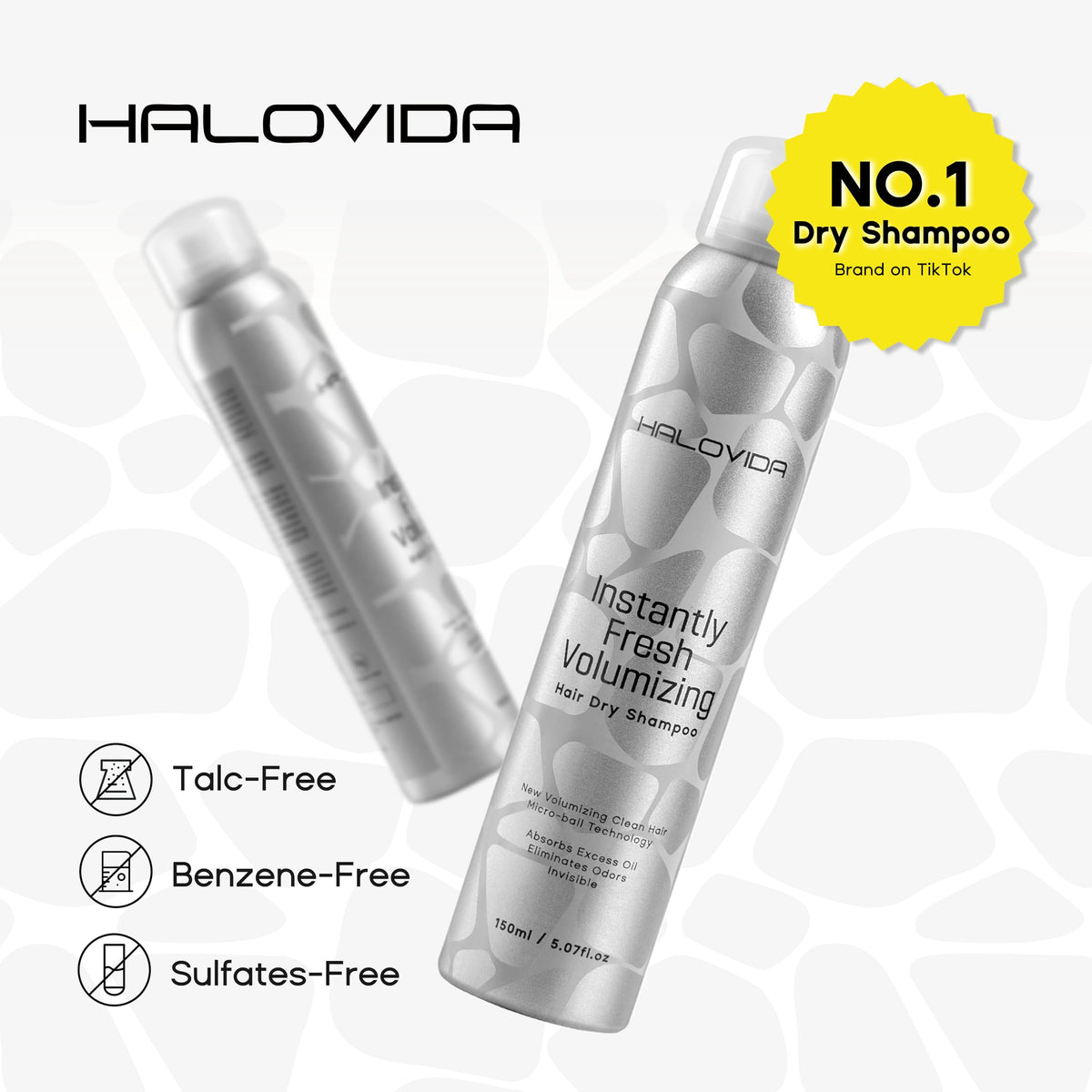 HALOVIDA ingredient label highlighting panthenol and Vitamin E