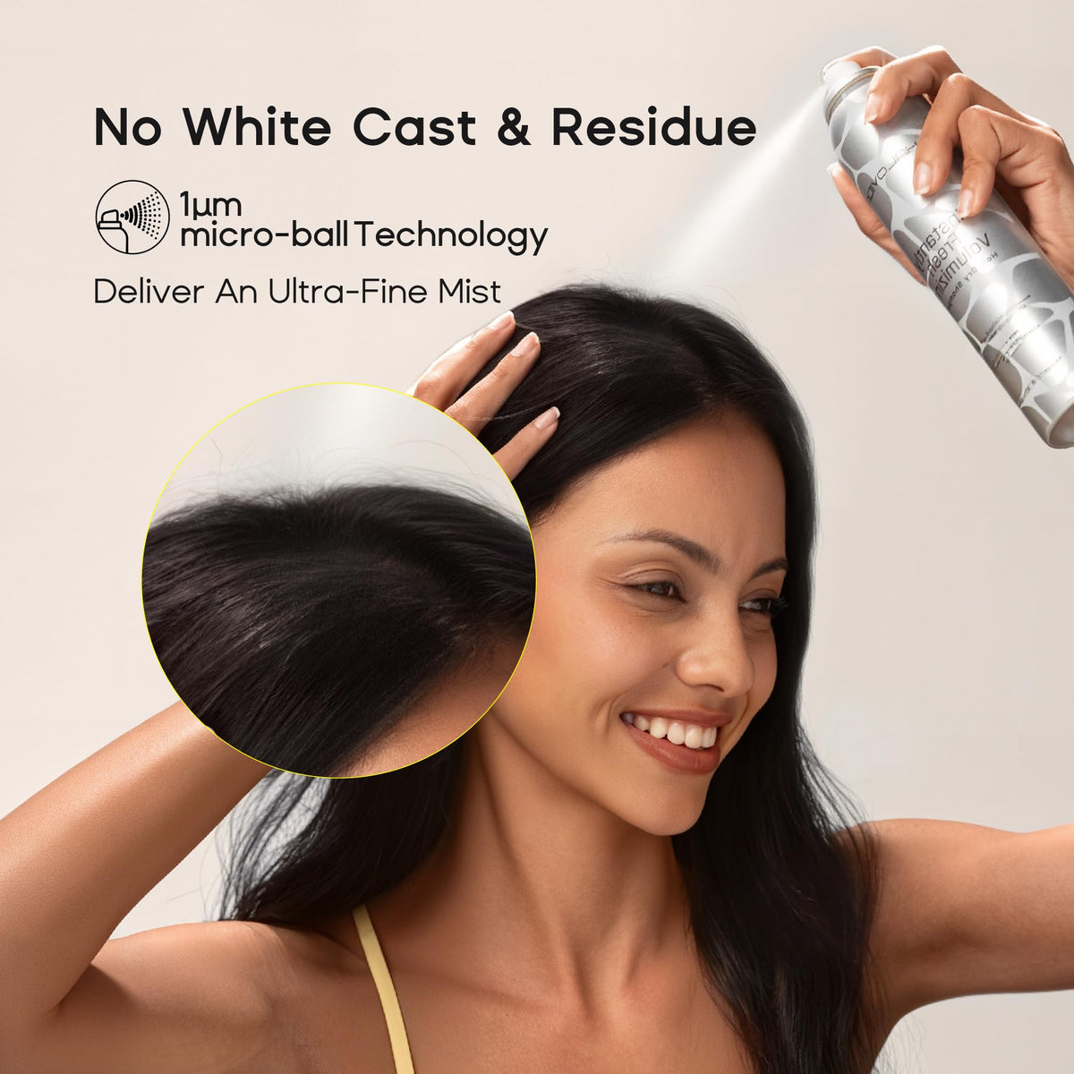 HALOVIDA root application on dark hair showing invisible finish