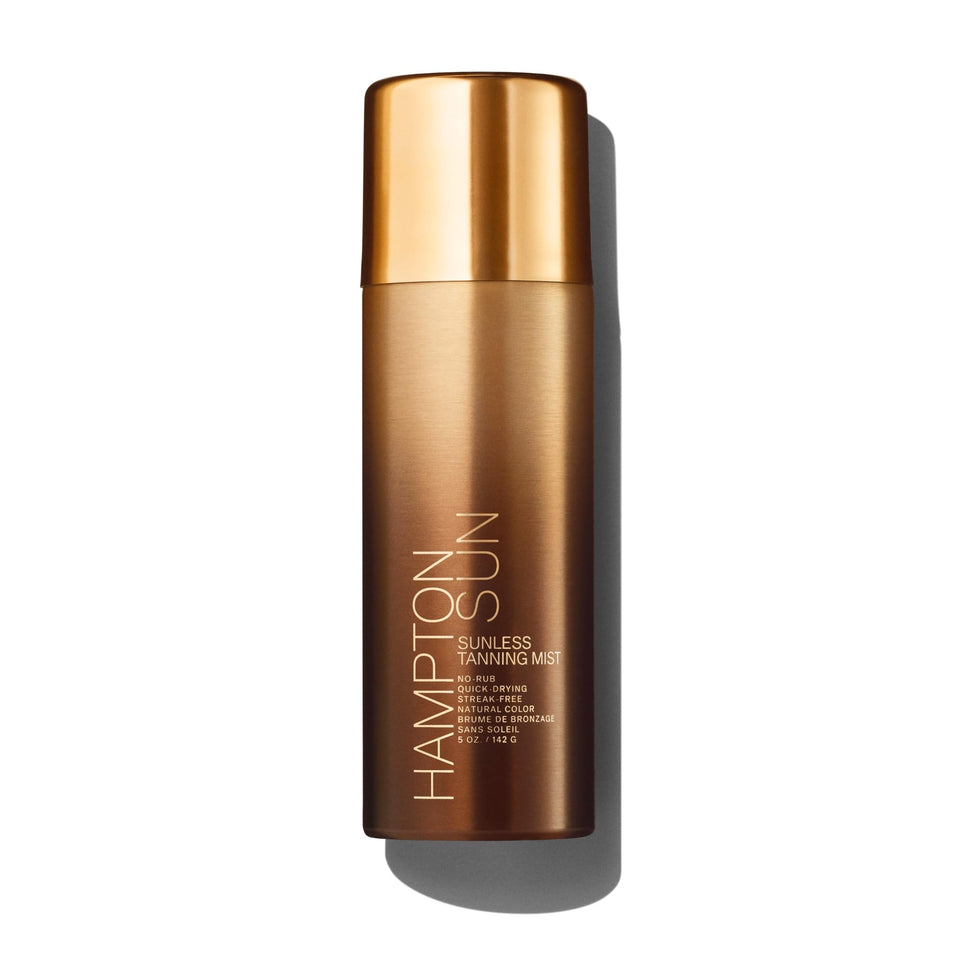 Hampton Sun front packaging showing clear sunless tanning mist benefits