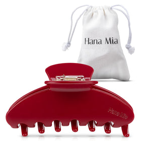 Hana Mia front view of red 4-inch clip showing sleek shape and chic color