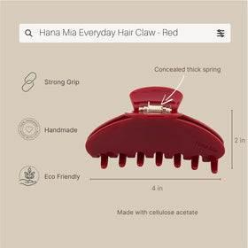 Hana Mia size comparison next to a hand illustrating clip scale and coverage