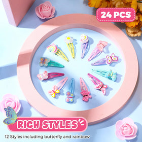 Hanaive clips worn by a toddler holding hair neatly and adding playful color