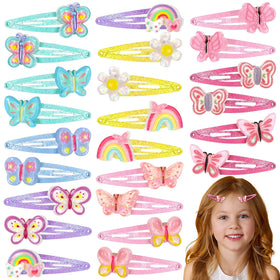Hanaive front view of 24-clip package showing colorful unicorn and butterfly designs for gifting
