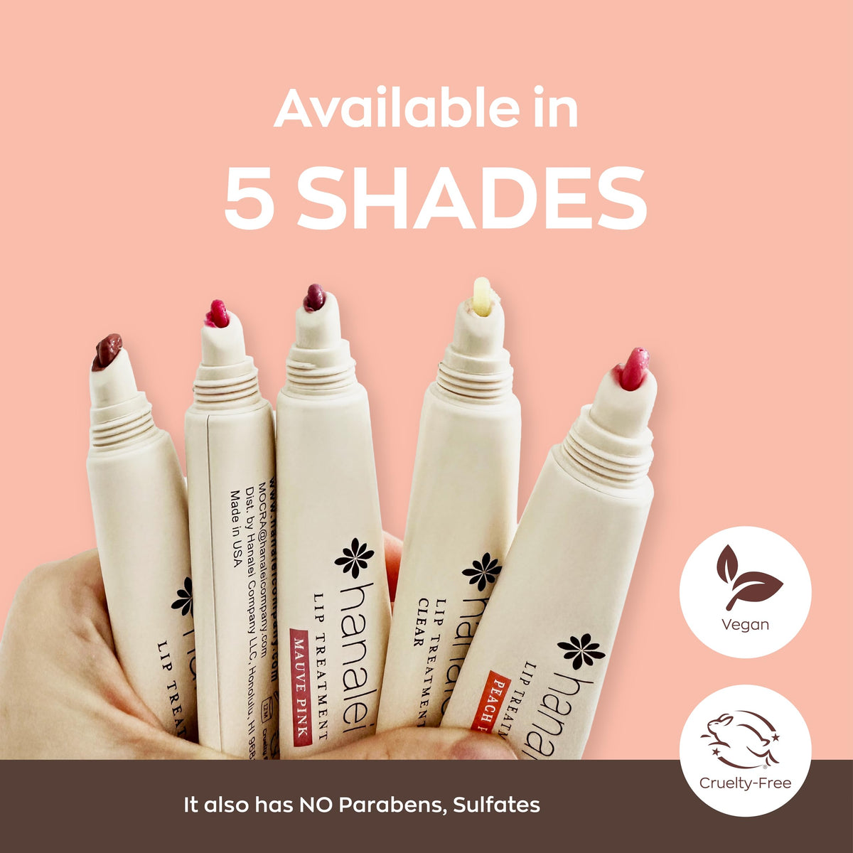 Hanalei clear tint applied to lips showing subtle shine and hydrated look