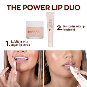 Hanalei scrub used before lipstick showing improved makeup application benefit
