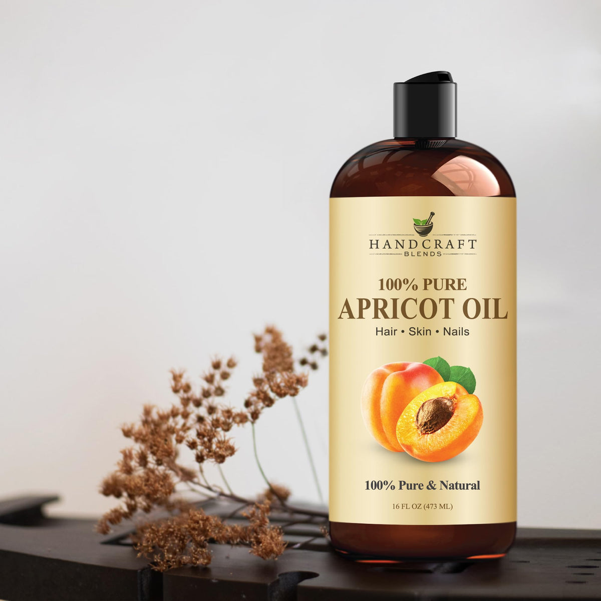 Handcraft Blends apricot oil drop on skin demonstrating lightweight absorption benefit