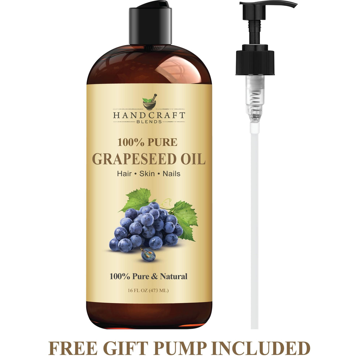 Handcraft Blends label close-up showing cold-pressed, hexane-free product details