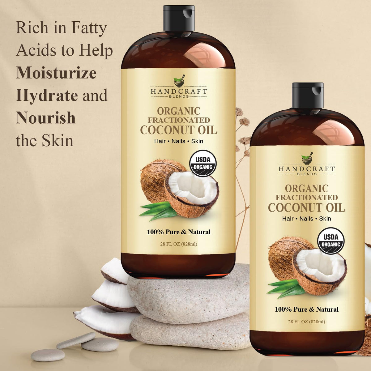 Handcraft Blends applied to hair in lifestyle shot demonstrating shine benefit