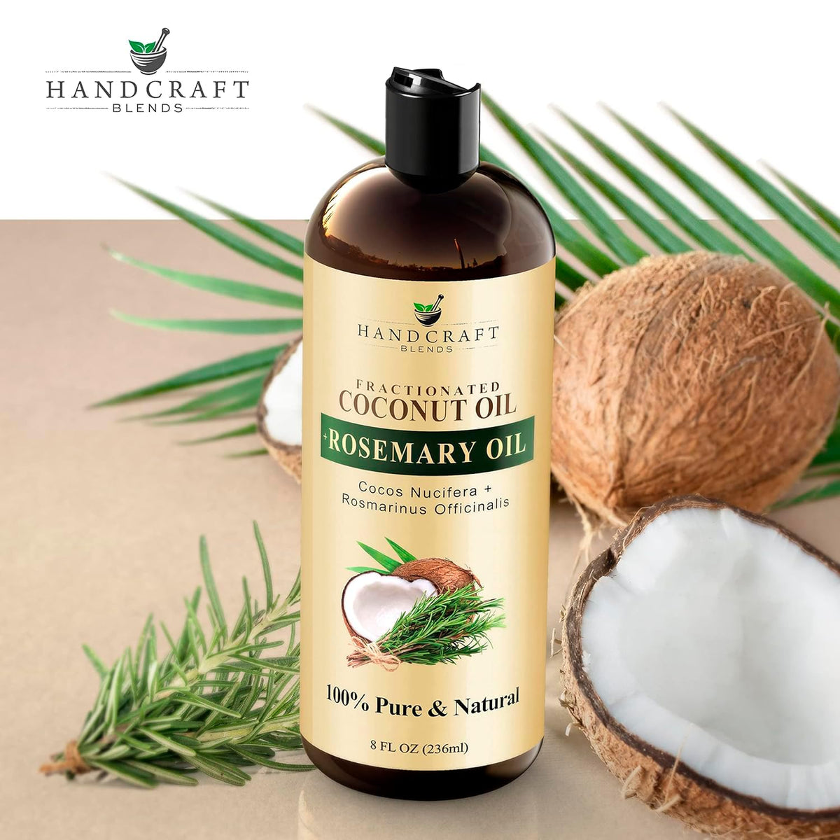Handcraft Blends bottle in hand to illustrate actual 8 fl oz size and travel-friendly scale