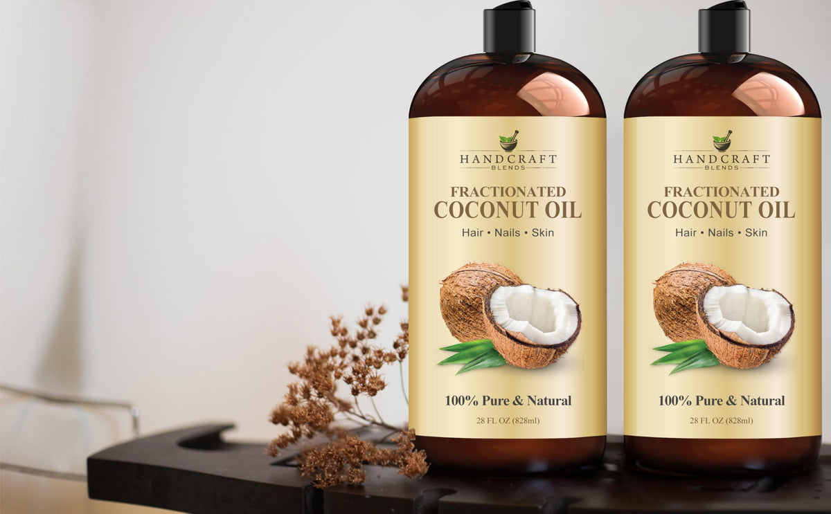 Handcraft Blends bottle beside common objects showing 28 fl oz scale