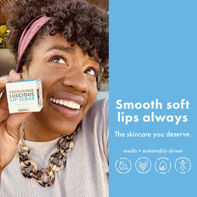 Handmade Heroes applying lip scrub with fingers to hydrate and smooth