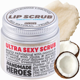 Handmade Heroes jar front view showing label and coconut scent benefits