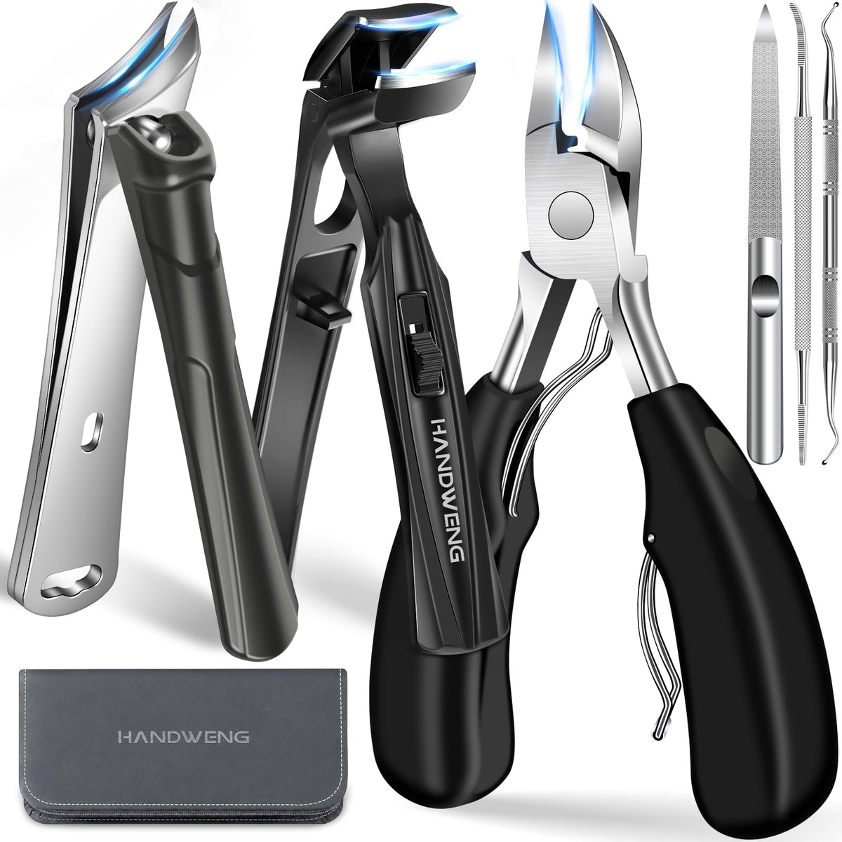 HANDWENG front packaging showing complete six-piece toenail kit and pouch for organized storage