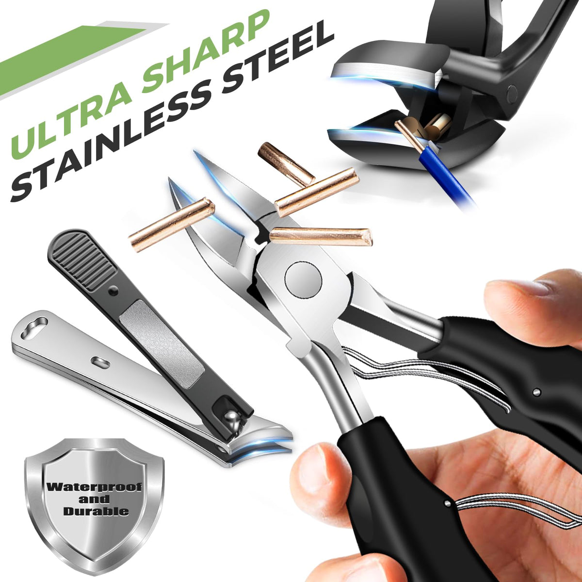 HANDWENG lifter and files neatly arranged demonstrating tools for under-nail care and smoothing