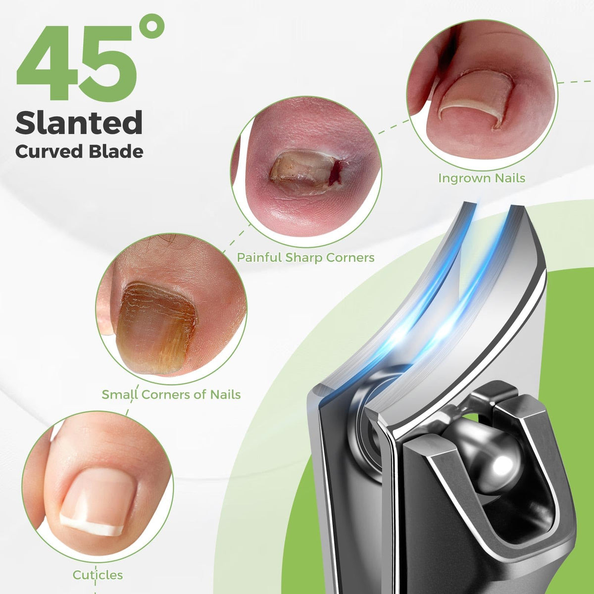 HANDWENG slanted clipper precision tip focusing on ingrown corner trimming accuracy