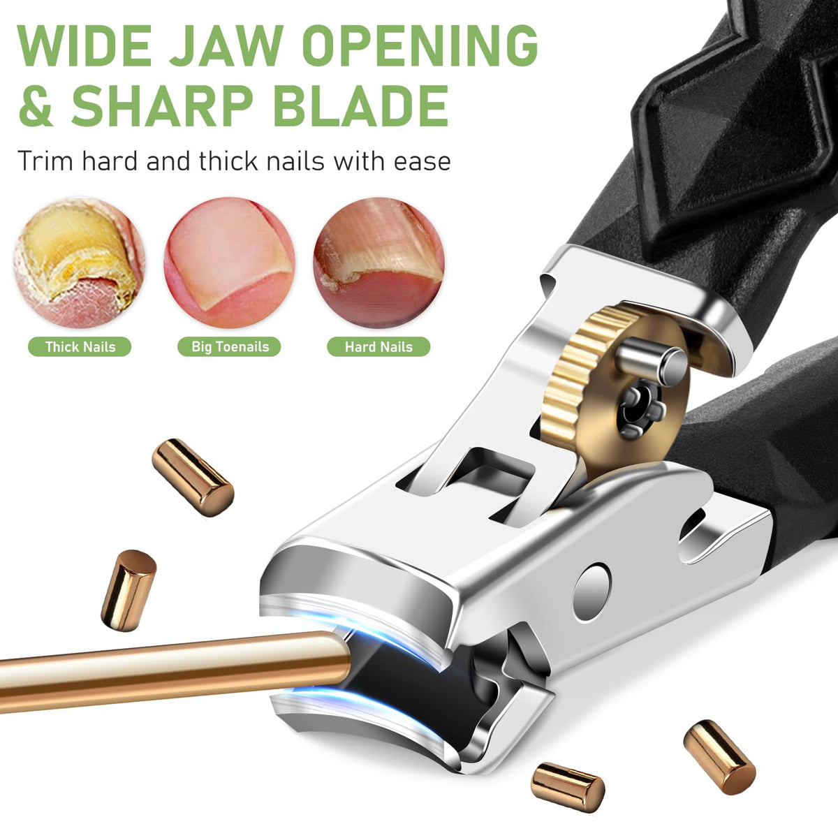 HANDWENG close-up of 6mm wide jaw opening for trimming thick nails