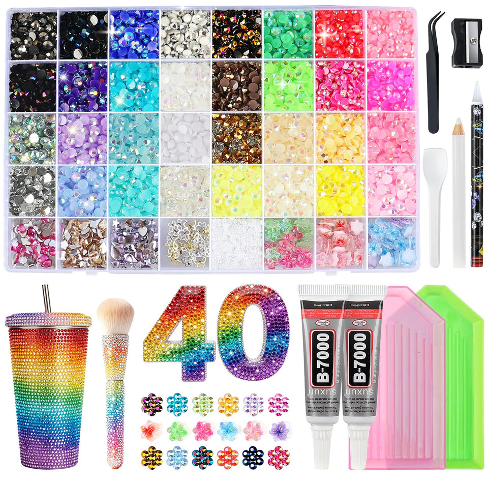 HANEVEAR front packaging showing complete 33,000-piece rhinestone kit for effortless crafting