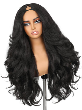 HANNE front view of V part wig shows natural hairline and ready-to-wear benefit