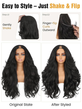 HANNE outdoor lifestyle shot shows natural-black curls for confident everyday wear benefit