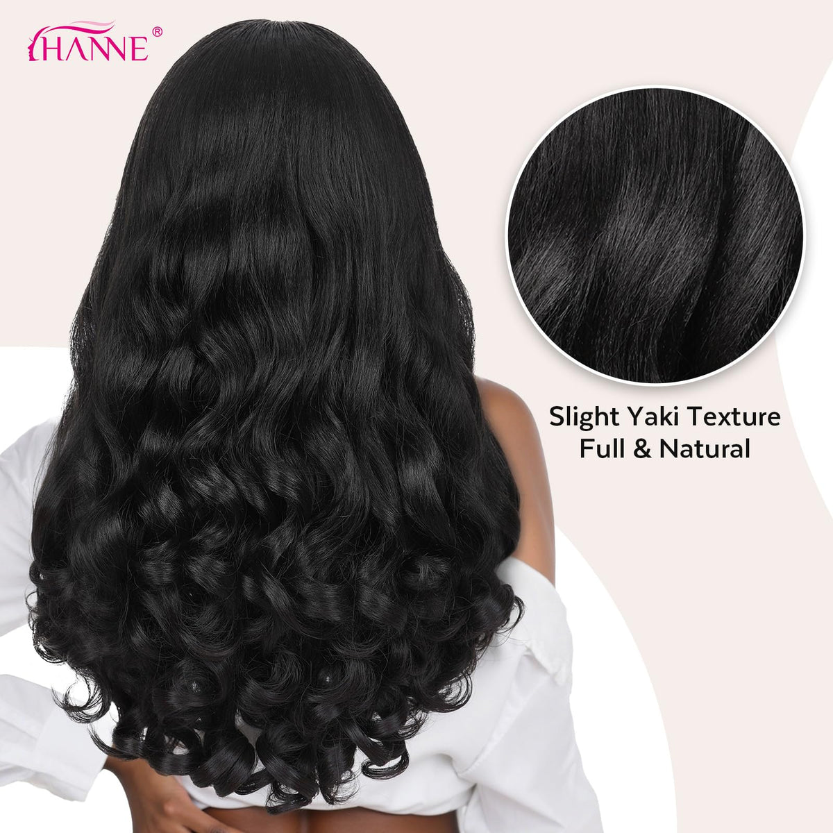 HANNE side profile of wig worn demonstrating blended leave-out and natural silhouette