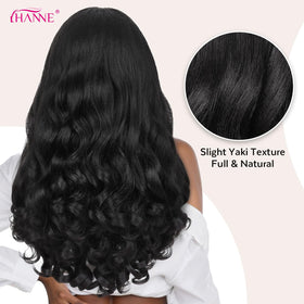 HANNE side profile of wig worn demonstrating blended leave-out and natural silhouette