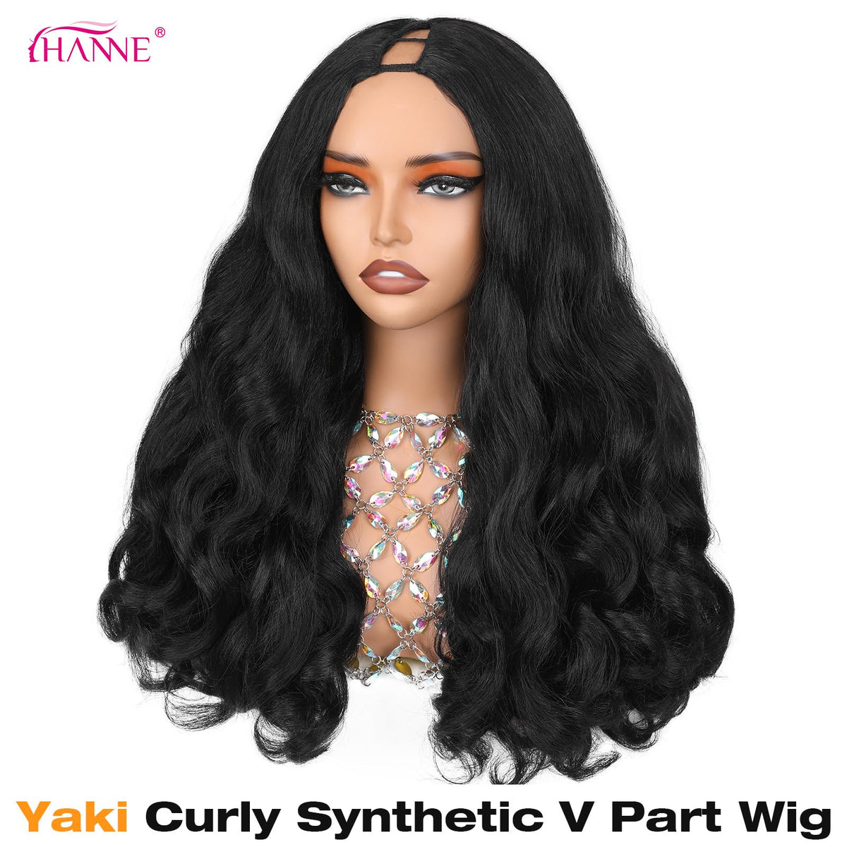 HANNE close-up of yaki curly texture highlighting bouncy springs and realistic look
