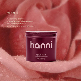 HANNI Splash Salve being applied to wet skin in shower, demonstrates quick hydration benefit
