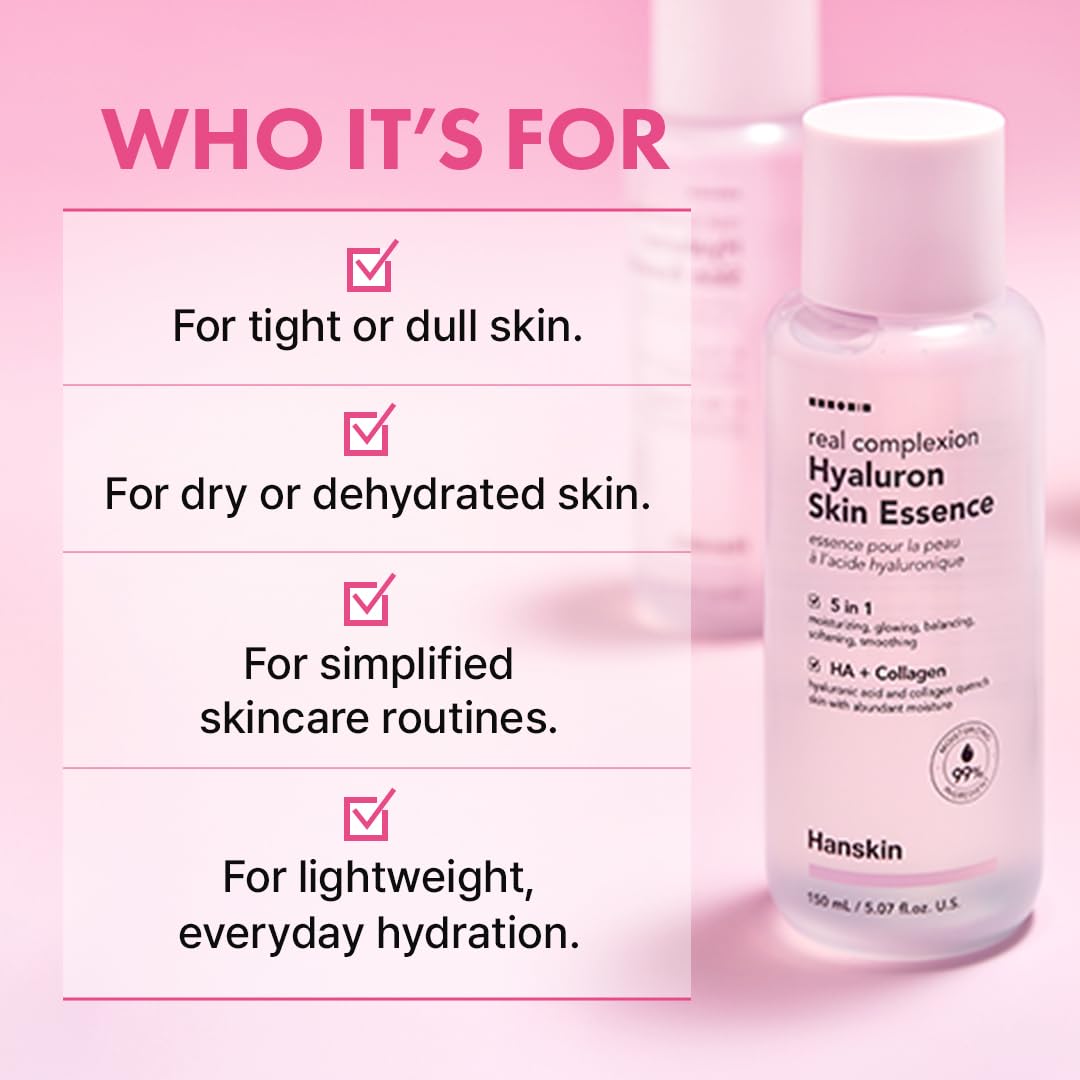 Hanskin bottle against pink background communicating a radiant glow finish