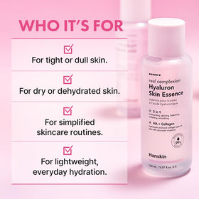 Hanskin bottle against pink background communicating a radiant glow finish