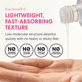 Hanskin ingredients label closeup emphasizing clean, gentle formulation