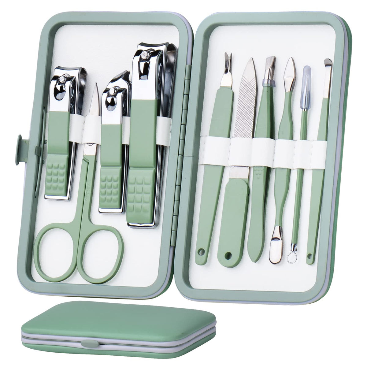 HANTEKAS front packaging in jade green showing compact case and logo, stylish protection