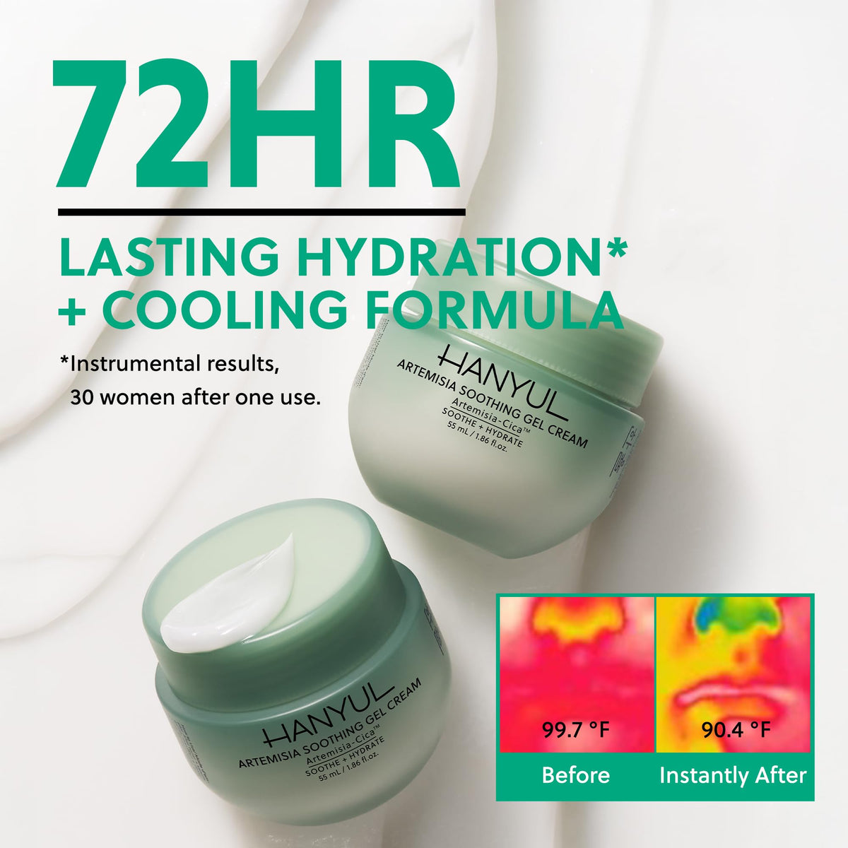 Hand applying HANYUL cream demonstrating smooth spreadability