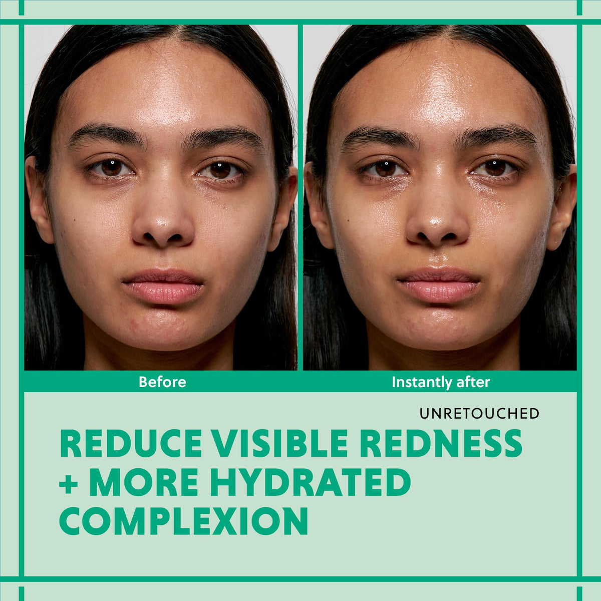 Before-and-after HANYUL showing visible cooling and reduced redness