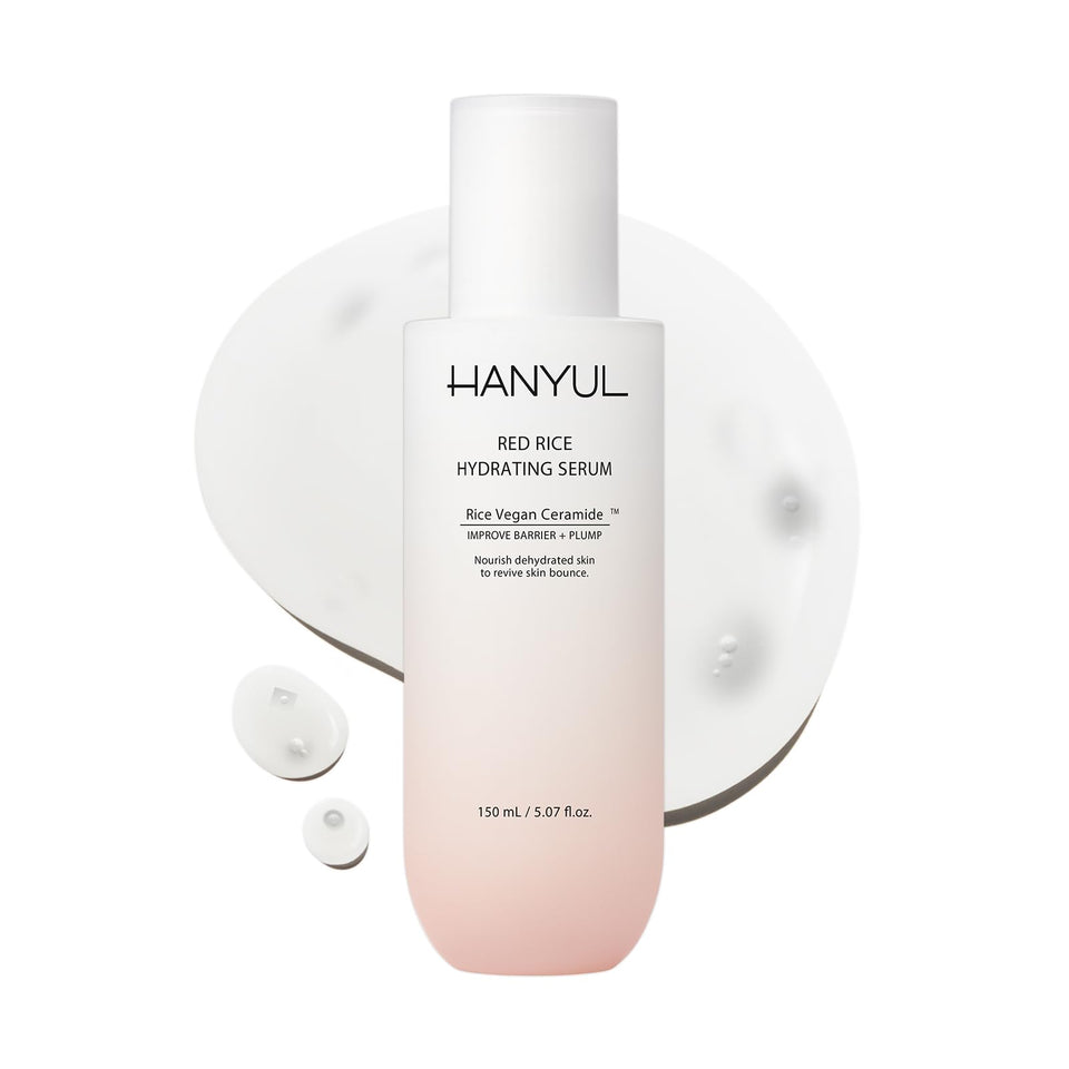 Hanyul front bottle showing serum packaging and brand hydration benefits