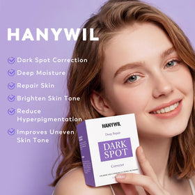 HANYWIL ingredient label listing niacinamide and vitamin E for gentle brightening