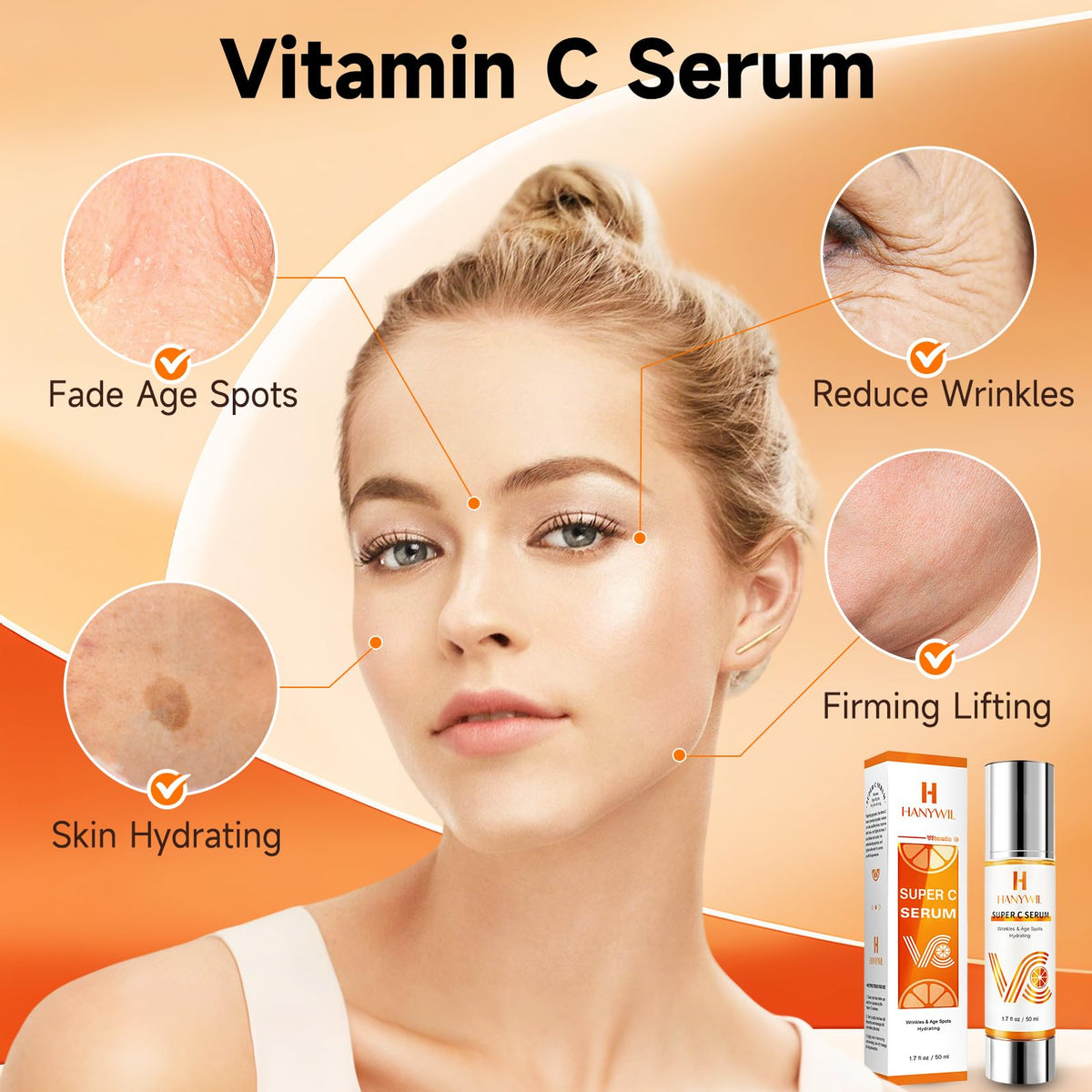 HANYWIL serum dropper releasing a clear drop, precise dosing and concentrated formula