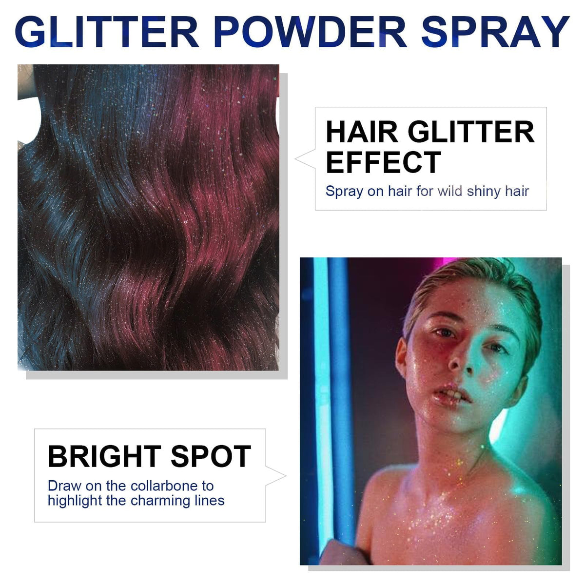 HANYWIL texture on skin highlighting quick-dry glitter for lasting shine