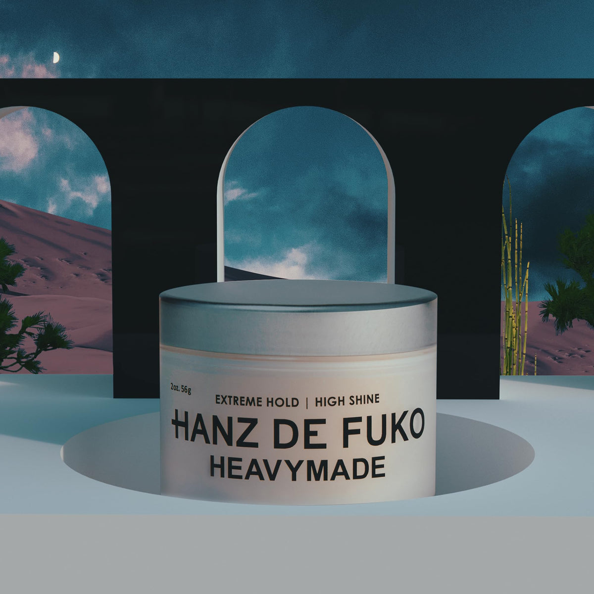 Hanz de Fuko 2 oz jar next to passport to show travel-friendly size