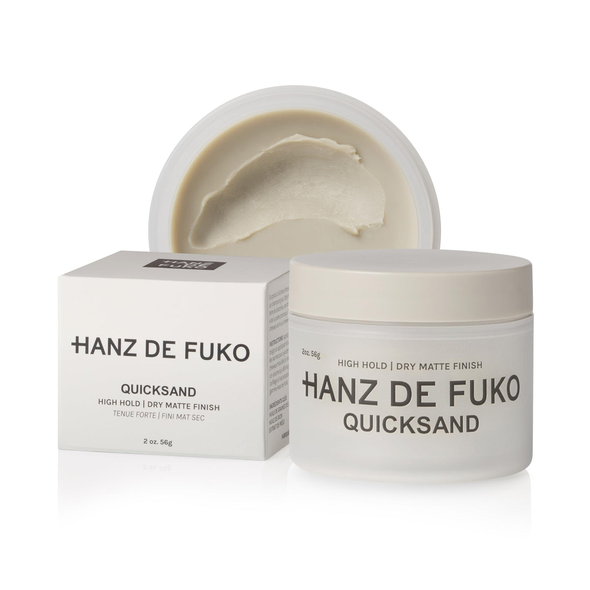 hanz de fuko front jar showing label and compact 2 oz size benefit