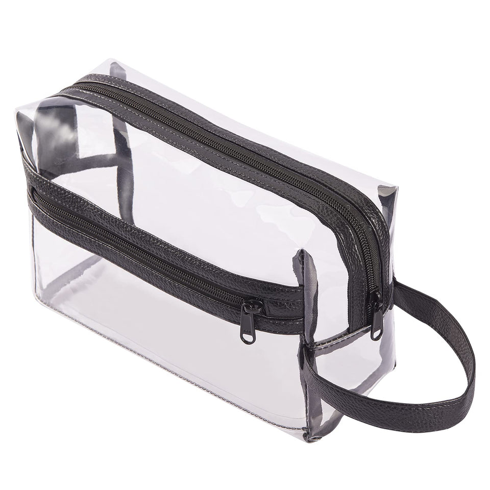 HAOGUAGUA front view of clear toiletry bag for fast packing